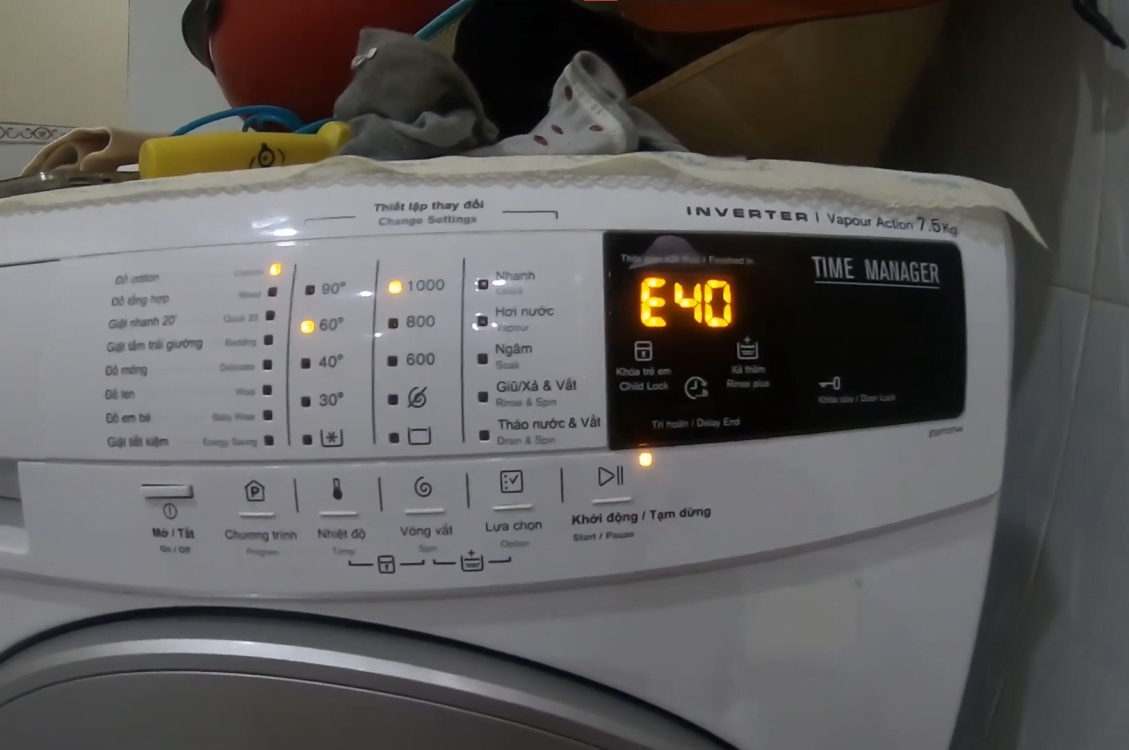 Máy giặt Electrolux báo lỗi E40